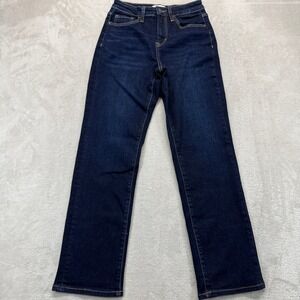 Flying Monkey Jeans Womens 25 Straight Leg Can Cuff Dark Wash Blue Stretch Denim